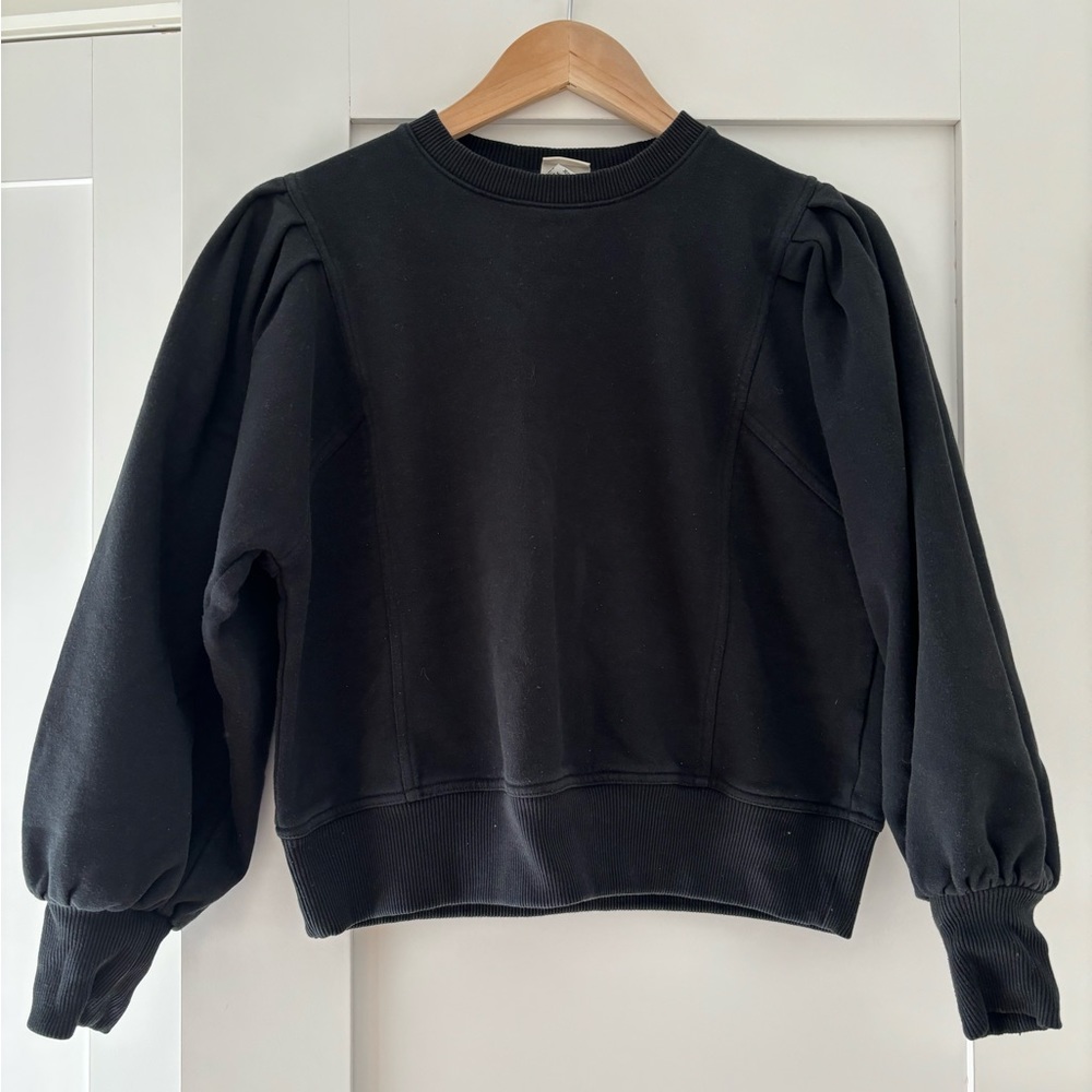 A New Day Black Fleece Bubble Sleeve Sweatshirt XS